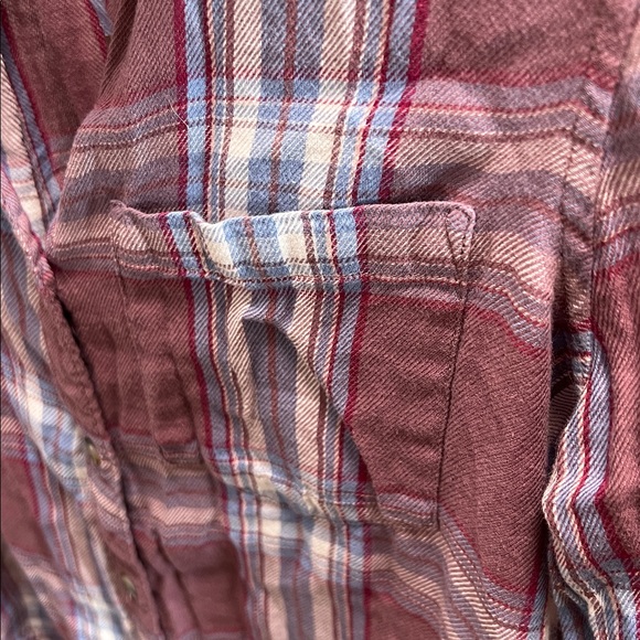 Lightweight Flannel Top - Wine/Burgundy, White, and Periwinkle/Purplish-Blue - Picture 8 of 17